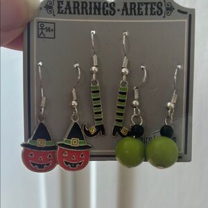 Halloween Themed Earrings Set - Green and Orange